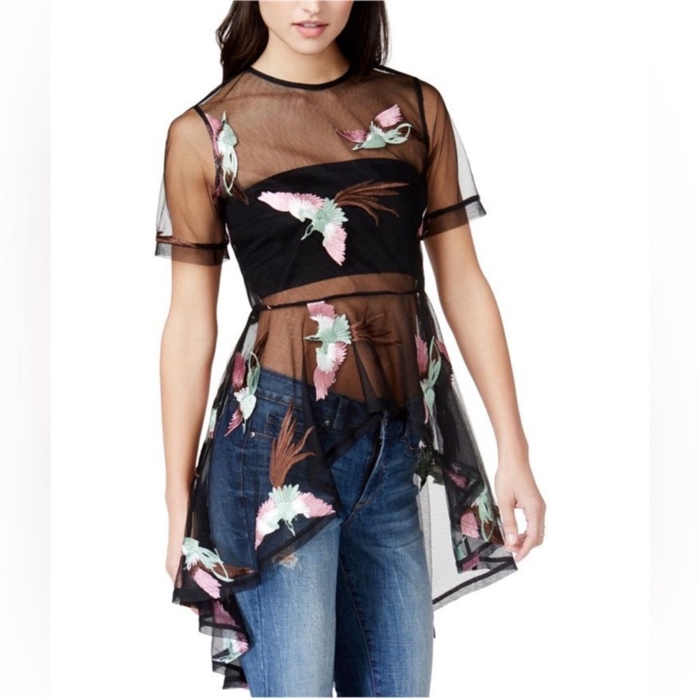 Endless Rose Black High/Low Embroidered Mesh Tunic
Blouse w/Birds. NWT Size XS* - Picture 7 of 7